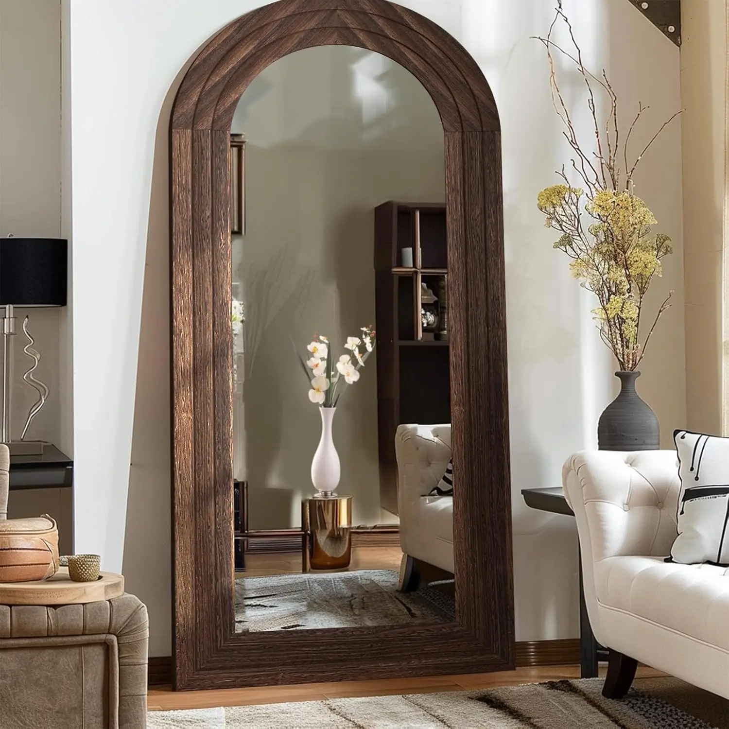 Arch Mirror Leaning - Arched Full Length Mirror Solid Wood