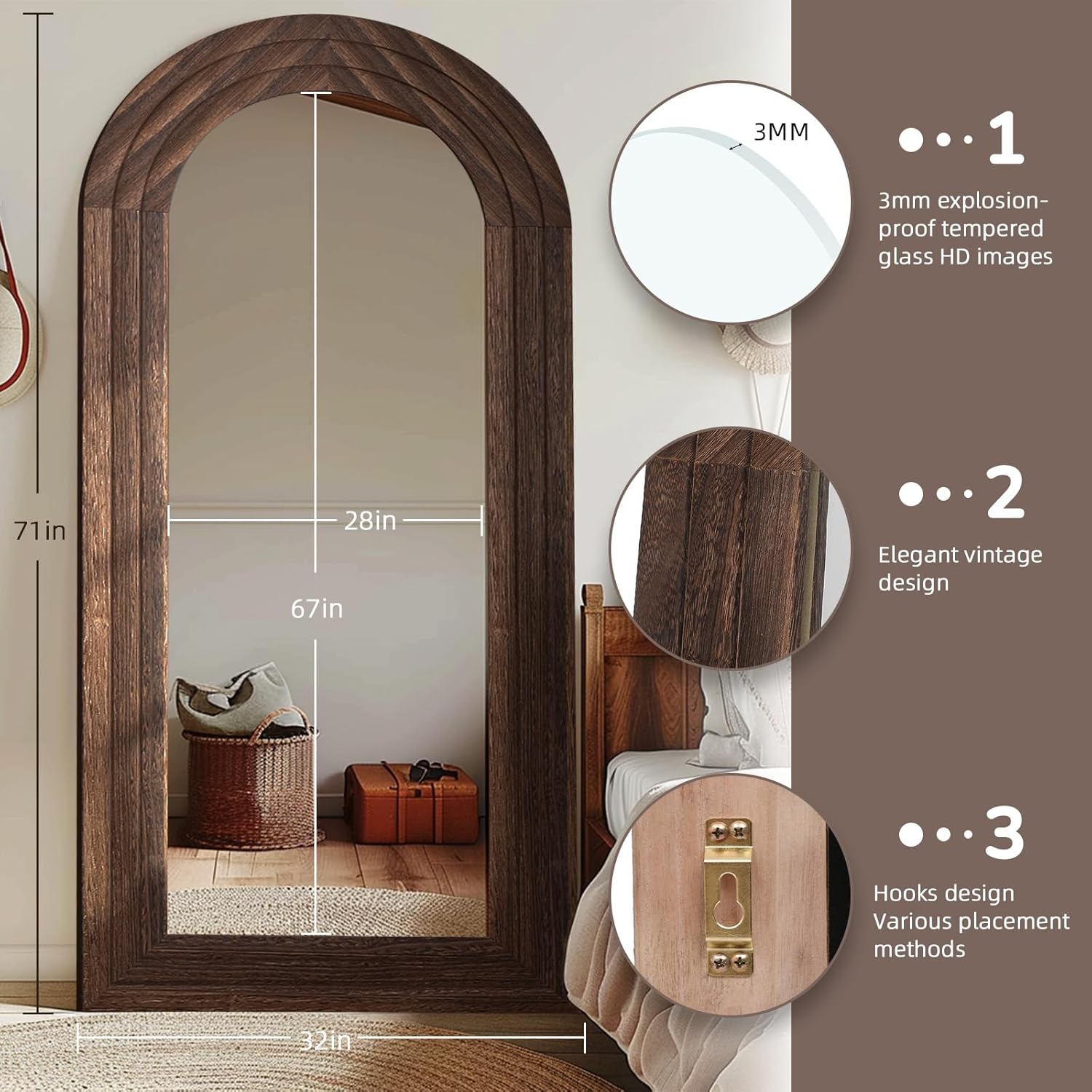 Arched Full Length Mirror with – обзор и цена Arch Mirror Leaning