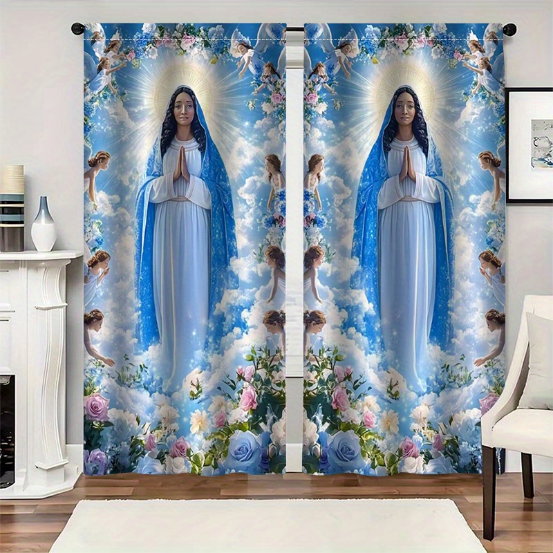 Virgin Mary Curtains Religious – обзор и цена Interior Design Of Cafe