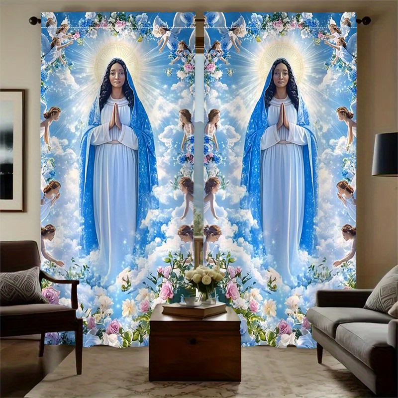 Virgin Mary Curtains Religious – обзор и цена Interior Design Of Cafe