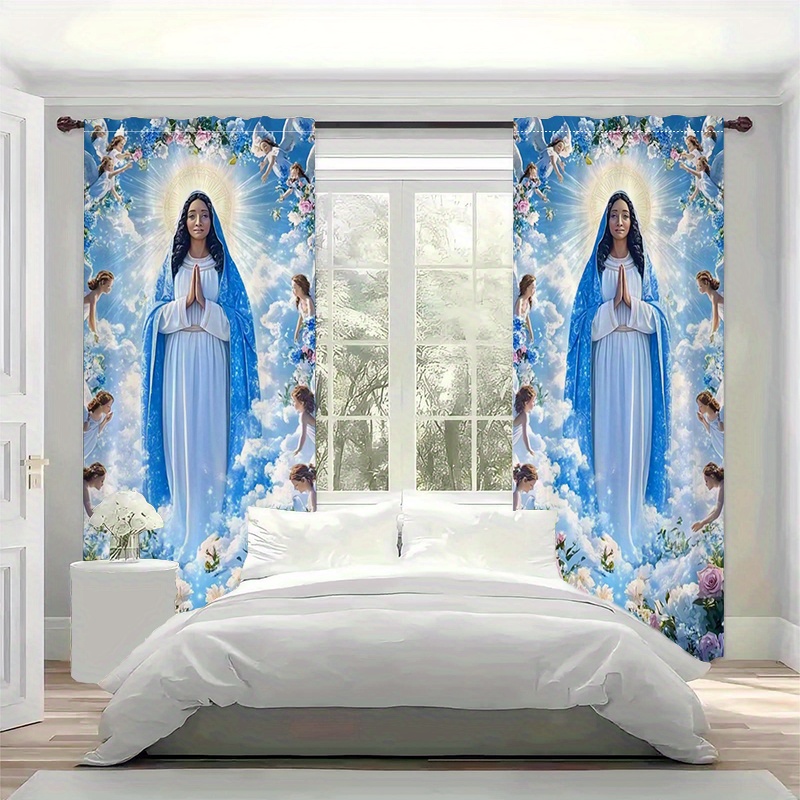 Virgin Mary Curtains Religious – обзор и цена Interior Design Of Cafe