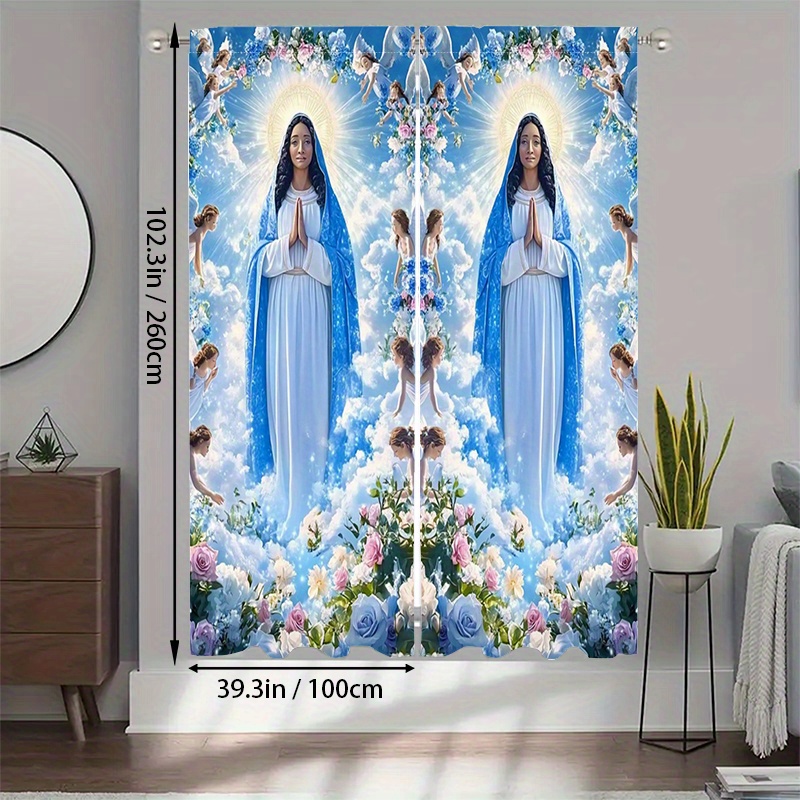 Virgin Mary Curtains Religious – обзор и цена Interior Design Of Cafe
